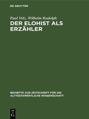 cover image of Der Elohist als Erzähler
